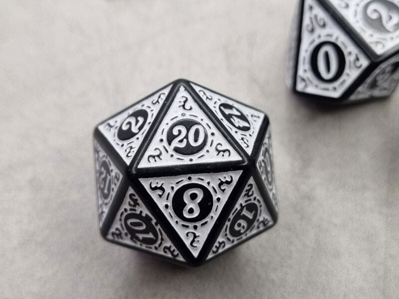 White D20 Light Alloy Metal Dice