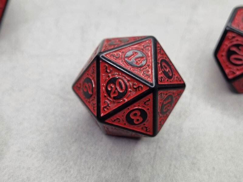 Red D20 Light Alloy Metal Dice