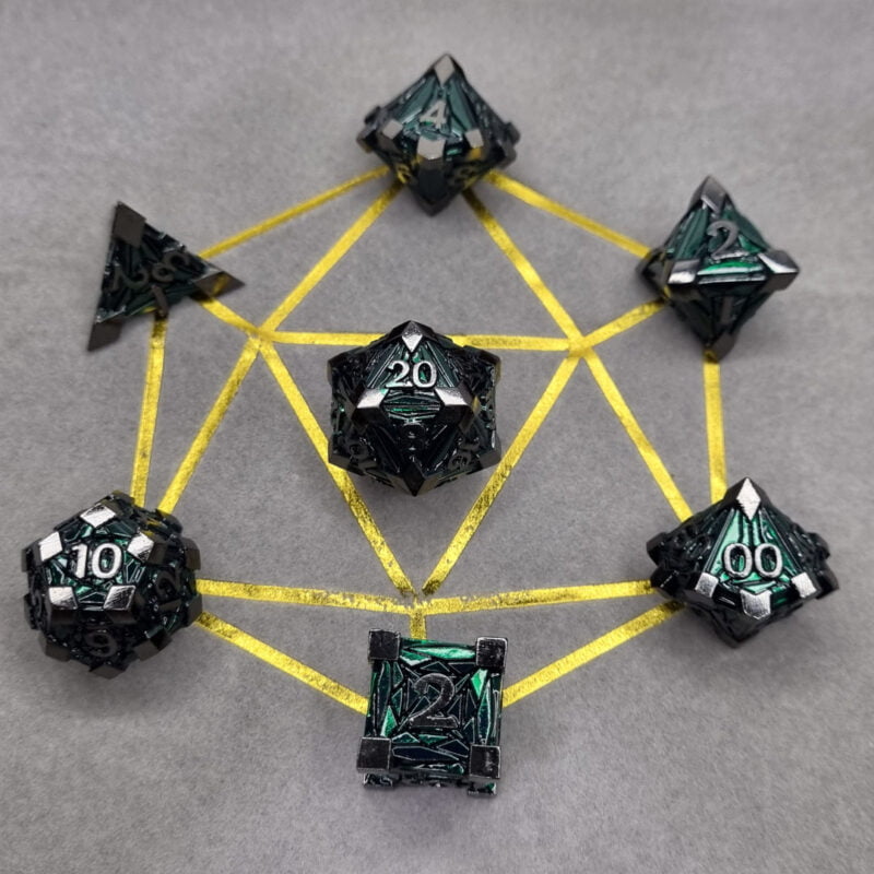 Metal Edge Dice Emerald Green 1