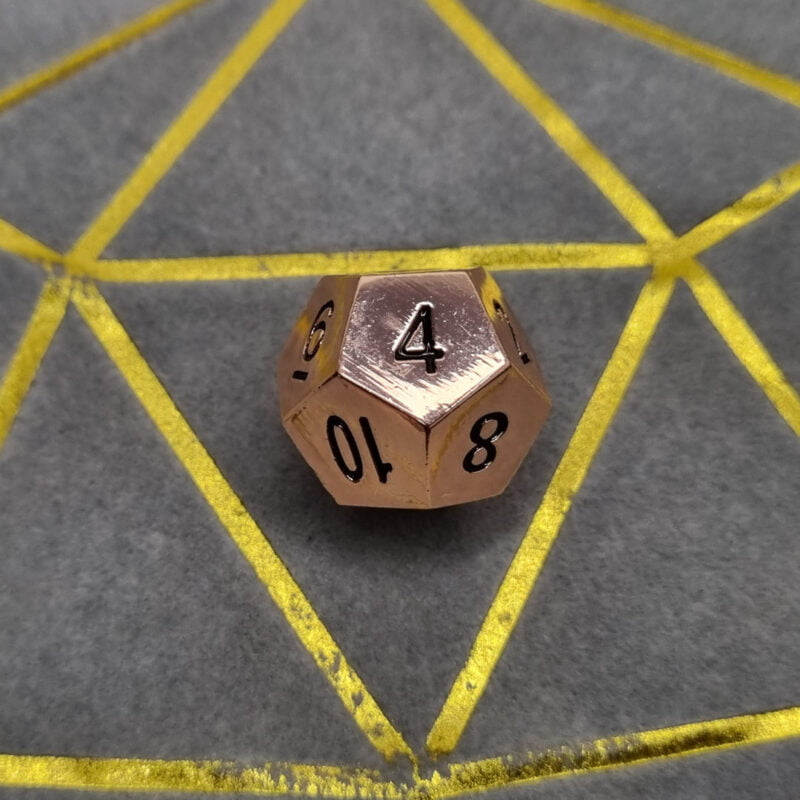 Rose Gold Metal Dice D12