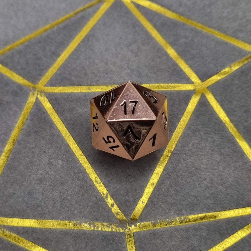 Rose Gold Metal Dice D20